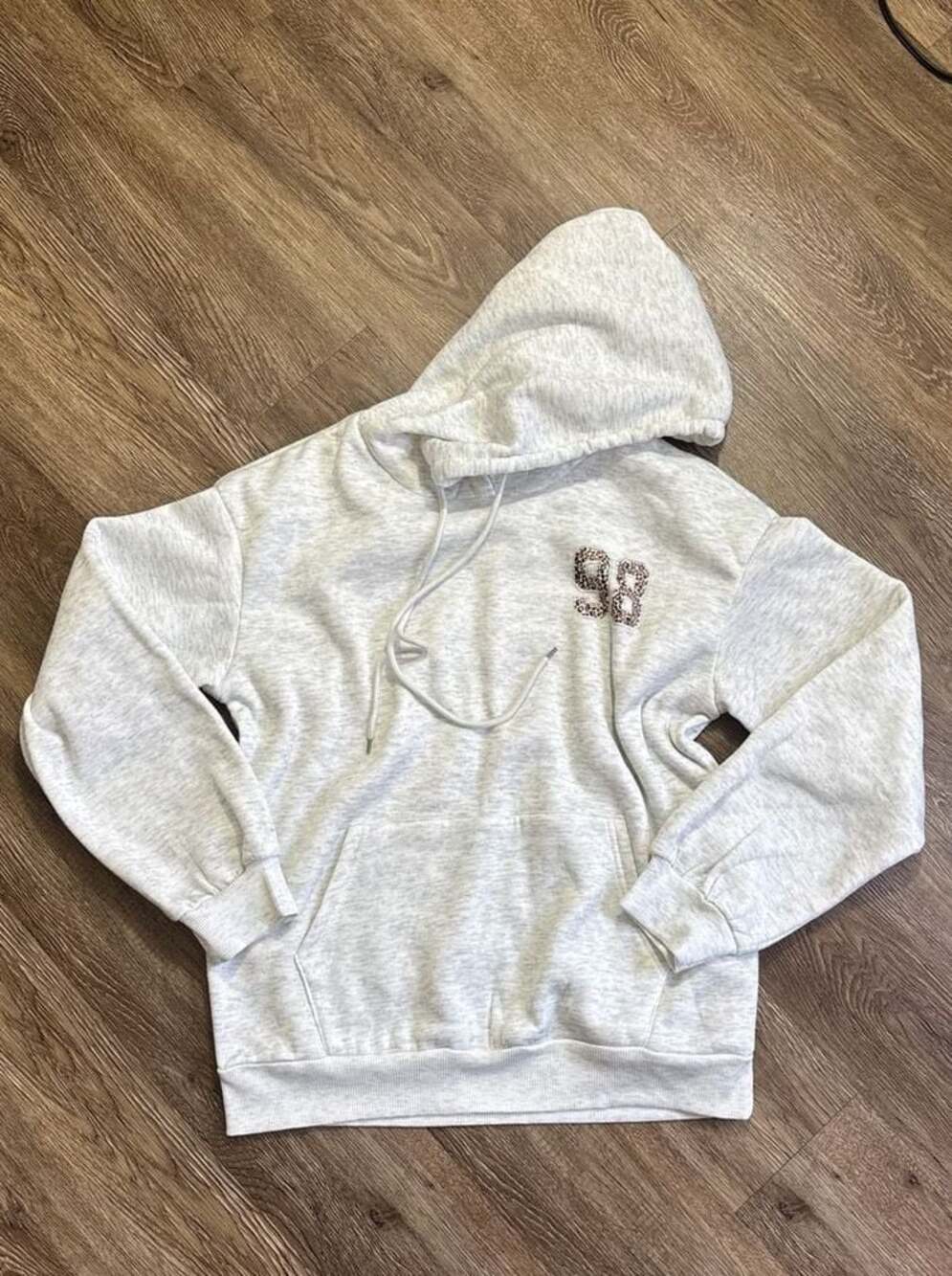 Light Gray Heather 98 Leopard Patch Pullover Hoodie